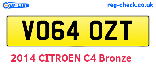 VO64OZT are the vehicle registration plates.