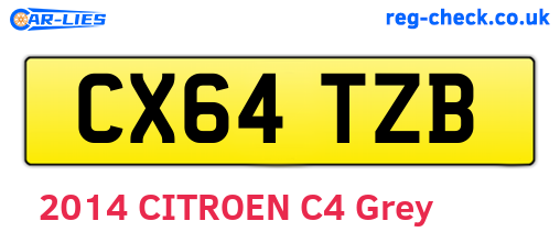 CX64TZB are the vehicle registration plates.