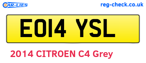 EO14YSL are the vehicle registration plates.
