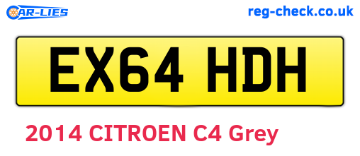 EX64HDH are the vehicle registration plates.