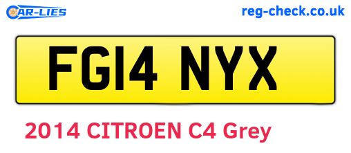 FG14NYX are the vehicle registration plates.
