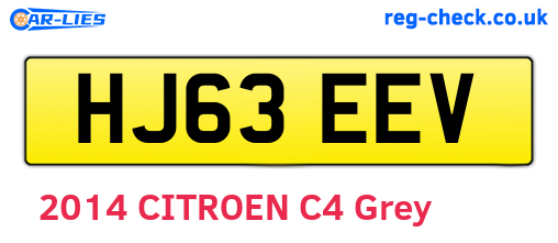 HJ63EEV are the vehicle registration plates.