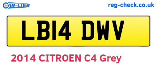 LB14DWV are the vehicle registration plates.