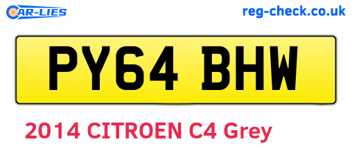 PY64BHW are the vehicle registration plates.