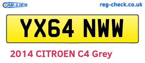 YX64NWW are the vehicle registration plates.