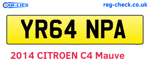 YR64NPA are the vehicle registration plates.