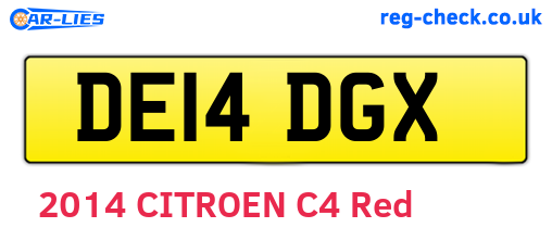 DE14DGX are the vehicle registration plates.