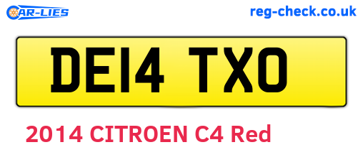 DE14TXO are the vehicle registration plates.