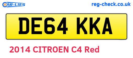 DE64KKA are the vehicle registration plates.