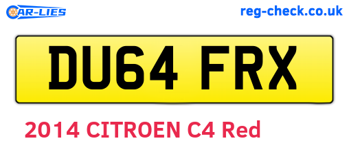 DU64FRX are the vehicle registration plates.