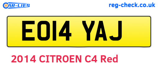 EO14YAJ are the vehicle registration plates.