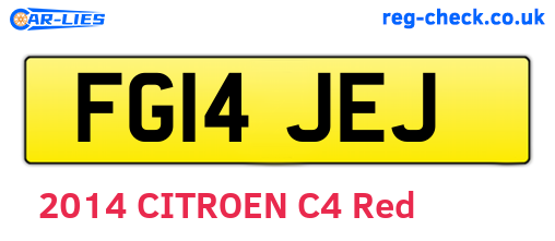 FG14JEJ are the vehicle registration plates.