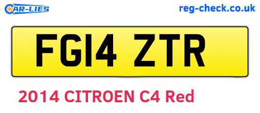 FG14ZTR are the vehicle registration plates.