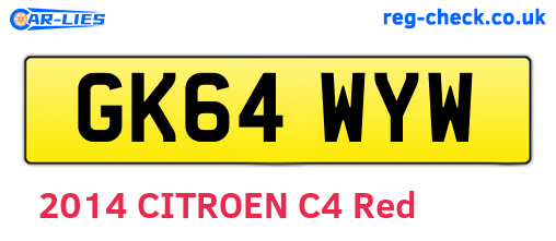 GK64WYW are the vehicle registration plates.