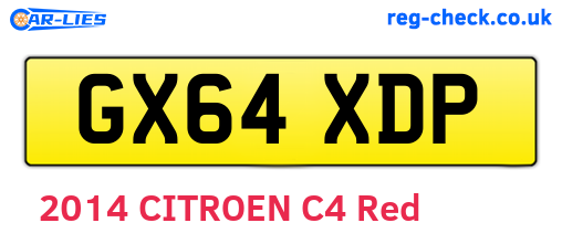 GX64XDP are the vehicle registration plates.