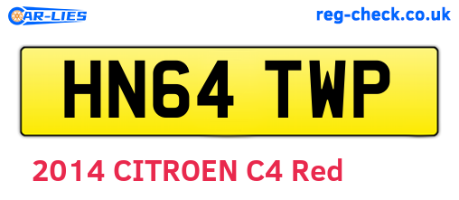 HN64TWP are the vehicle registration plates.
