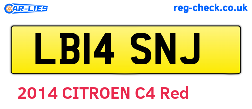 LB14SNJ are the vehicle registration plates.