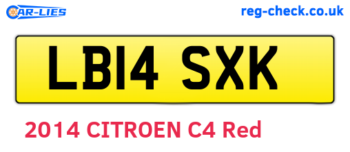 LB14SXK are the vehicle registration plates.
