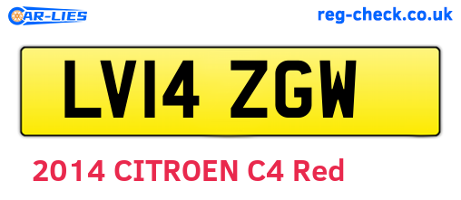 LV14ZGW are the vehicle registration plates.
