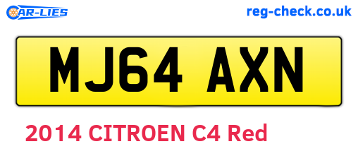 MJ64AXN are the vehicle registration plates.