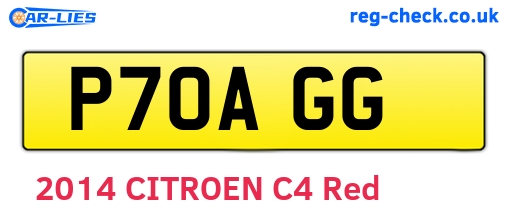 P70AGG are the vehicle registration plates.