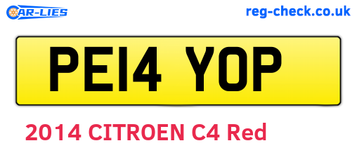 PE14YOP are the vehicle registration plates.