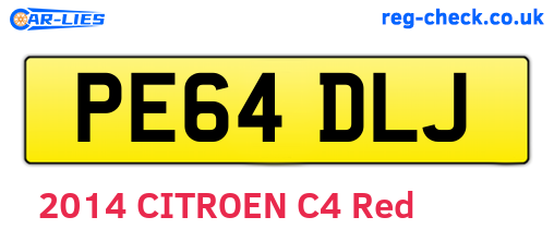 PE64DLJ are the vehicle registration plates.