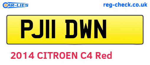 PJ11DWN are the vehicle registration plates.
