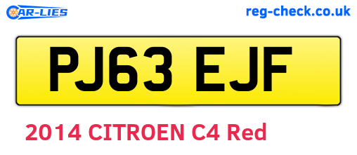 PJ63EJF are the vehicle registration plates.