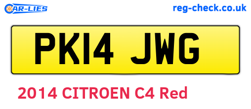 PK14JWG are the vehicle registration plates.