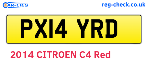 PX14YRD are the vehicle registration plates.