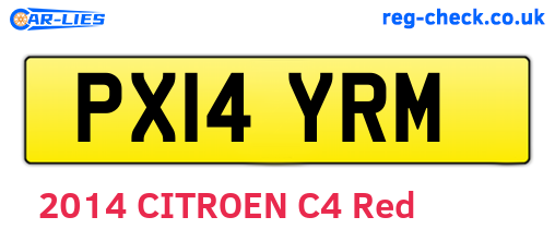 PX14YRM are the vehicle registration plates.