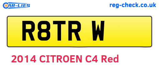 R8TRW are the vehicle registration plates.