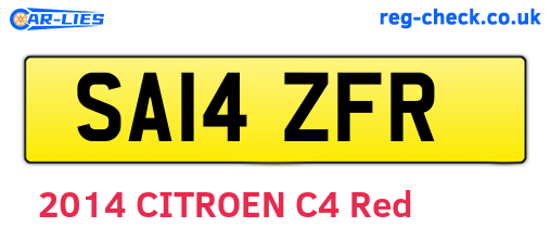 SA14ZFR are the vehicle registration plates.