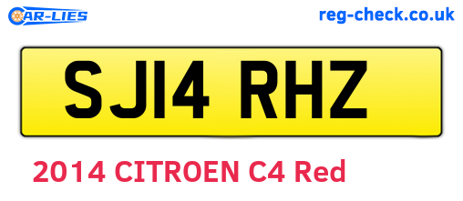 SJ14RHZ are the vehicle registration plates.