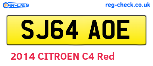 SJ64AOE are the vehicle registration plates.