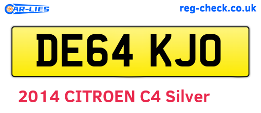 DE64KJO are the vehicle registration plates.