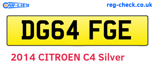 DG64FGE are the vehicle registration plates.