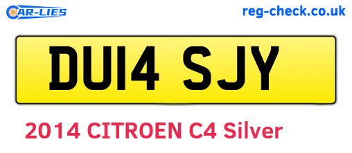 DU14SJY are the vehicle registration plates.