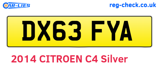 DX63FYA are the vehicle registration plates.