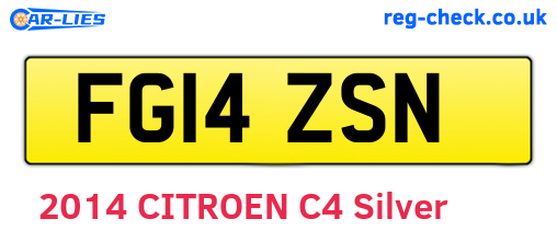 FG14ZSN are the vehicle registration plates.