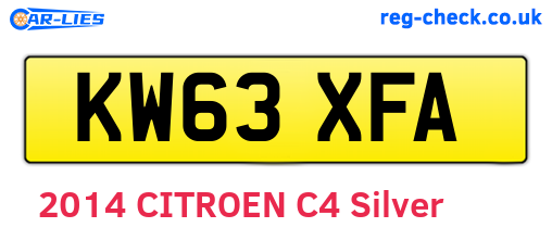 KW63XFA are the vehicle registration plates.