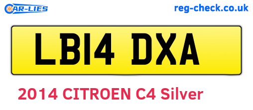 LB14DXA are the vehicle registration plates.