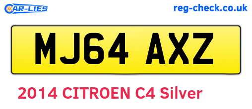 MJ64AXZ are the vehicle registration plates.