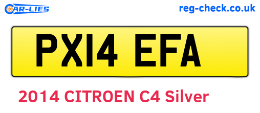 PX14EFA are the vehicle registration plates.