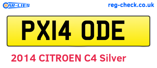 PX14ODE are the vehicle registration plates.