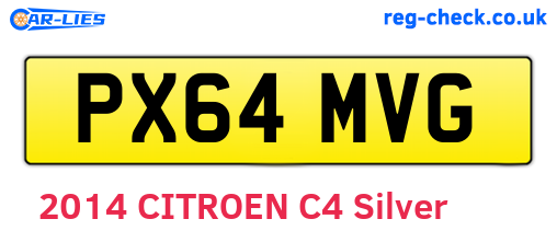 PX64MVG are the vehicle registration plates.