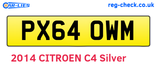 PX64OWM are the vehicle registration plates.