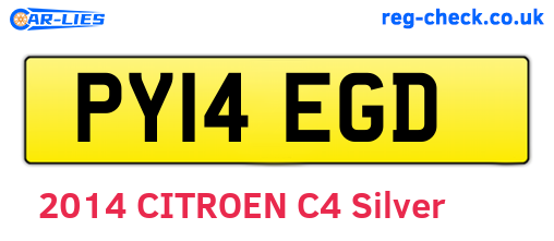 PY14EGD are the vehicle registration plates.