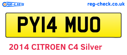 PY14MUO are the vehicle registration plates.
